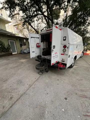 Magnet Plumbing service vehicle on-site for Slab Leak Repair in The Colony